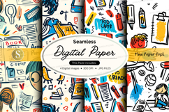 Seamless digital paper texture pack with office and school s Product Image 1