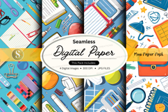 Seamless digital paper textures with school and office suppl Product Image 1