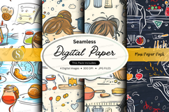 Seamless digital paper pack with kitchen food illustrations Product Image 1