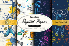 Seamless digital paper pack with science and tech elements v Product Image 1
