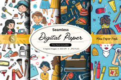 Seamless digital paper texture with school supplies and dood Product Image 1
