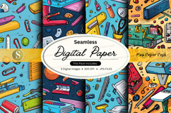 Seamless digital paper texture with school and office suppli Product Image 1
