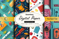 Seamless digital paper patterns with school and office suppl Product Image 1