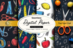 Seamless digital paper texture with school and craft supplie Product Image 1