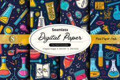Seamless digital paper texture with science lab equipment an Product Image 1