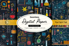 Seamless Digital Paper Texture with Science and Space Elemen Product Image 1