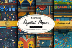 Seamless digital paper pack with retro arcade game textures Product Image 1