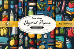 Seamless digital paper texture with fruits and jars mockup b Product Image 1