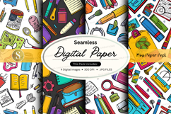 Seamless digital paper textures with school and office suppl Product Image 1