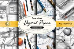Seamless digital paper texture pack with sketch tools and ma Product Image 1
