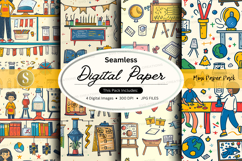 Seamless digital paper textures with school and office suppl Product Image 1