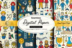 Seamless digital paper pack with school and office doodles b Product Image 1