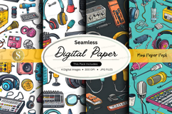 Seamless digital paper pack with retro vintage camera tech g Product Image 1