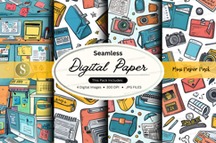 Seamless digital paper texture pack with vintage office supp Product Image 1