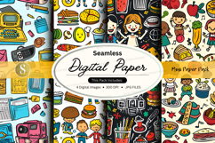 Seamless digital paper pattern with retro food icons and kit Product Image 1