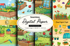 Seamless digital paper pack with garden and floral patterns Product Image 1