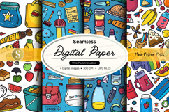 Seamless digital paper pack with food kitchen ingredients an Product Image 1