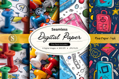 Seamless digital paper pack with colorful geometric and hand Product Image 1