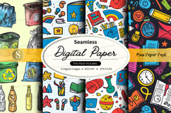 Seamless digital paper pack with colorful office and school Product Image 1