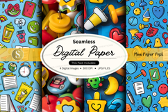 Seamless digital paper pattern with food and kitchen doodles Product Image 1