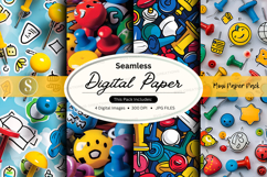 Seamless digital paper pack with colorful retro emoji and do Product Image 1