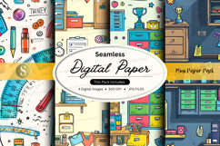 Seamless digital paper textures with vintage office supplies Product Image 1