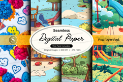 Seamless digital paper pack with colorful patterns and textu Product Image 1