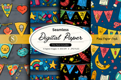 Seamless digital paper pack with colorful geometric summer p Product Image 1
