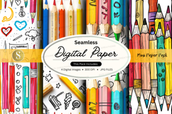 Seamless digital paper patterns with colorful pencils and cr Product Image 1