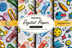 Seamless Digital Paper Pack with Stationery and Office Suppl Product Image 1