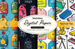 Seamless digital paper pack with colorful kawaii doodles and Product Image 1