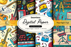Seamless digital paper pack with music and school supplies b Product Image 1