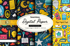 Seamless digital paper pack with stationery and office icons Product Image 1