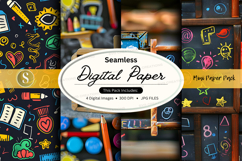 Seamless digital paper pack with colorful school and office Product Image 1