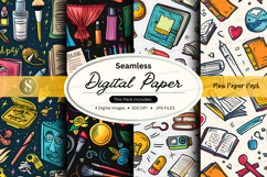 Seamless digital paper pack with school and office supplies Product Image 1