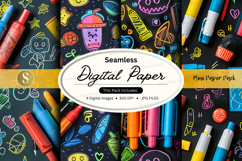 Seamless digital paper pack with vibrant hand-drawn doodles Product Image 1