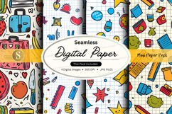 Seamless digital paper pack with school and office supplies Product Image 1