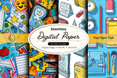 Seamless digital paper pack with vibrant stationery and offi Product Image 1
