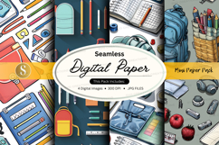 Seamless digital paper pack with school and office supplies Product Image 1