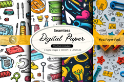 Seamless digital paper texture with office and school suppli Product Image 1