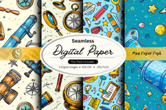 Seamless digital paper pack with vintage travel and school s Product Image 1
