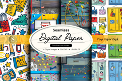 Seamless digital paper pack with colorful shopping icons and Product Image 1