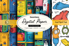 Seamless digital paper pattern with travel and fashion eleme Product Image 1