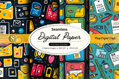 Seamless digital paper textures with icons and mockups for d Product Image 1