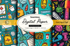 Seamless digital paper pack with medical and office supplies Product Image 1
