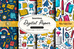 Seamless digital paper pack with colorful office and school Product Image 1