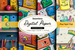 Seamless digital paper pack with colorful craft textures and Product Image 1