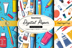 Seamless digital paper pack with school and office supplies Product Image 1