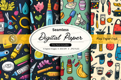 Seamless digital paper pattern with school and art supplies Product Image 1