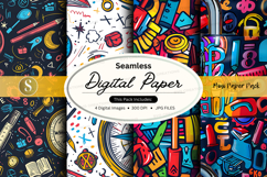 Seamless Digital Paper Pack with Vibrant Stationery Patterns Product Image 1